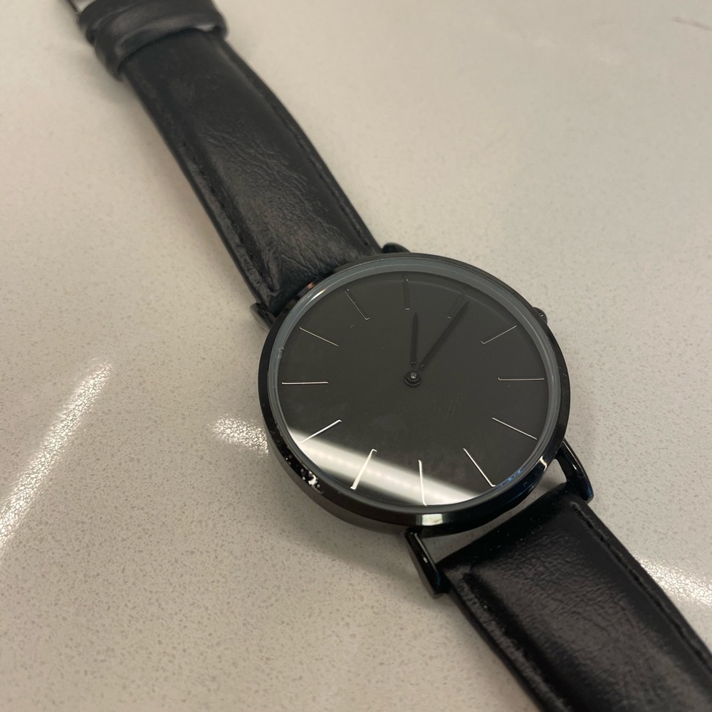Black minimalist wristwatch